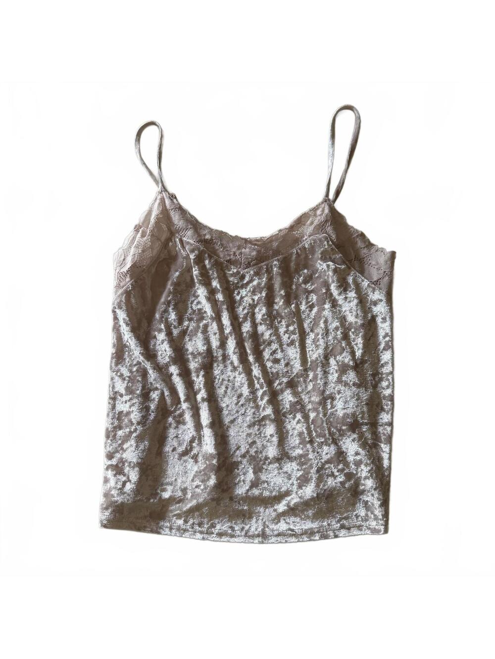 Danskin Medium Rose Pink Crushed Velvet Tank Top Ballerina Bella Swan Coquette - Picture 2 of 5
